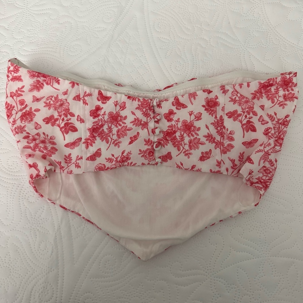Princess Polly Juliette Bustier Strapless Crop Top Pink Floral Print Size 10 - Picture 7 of 16